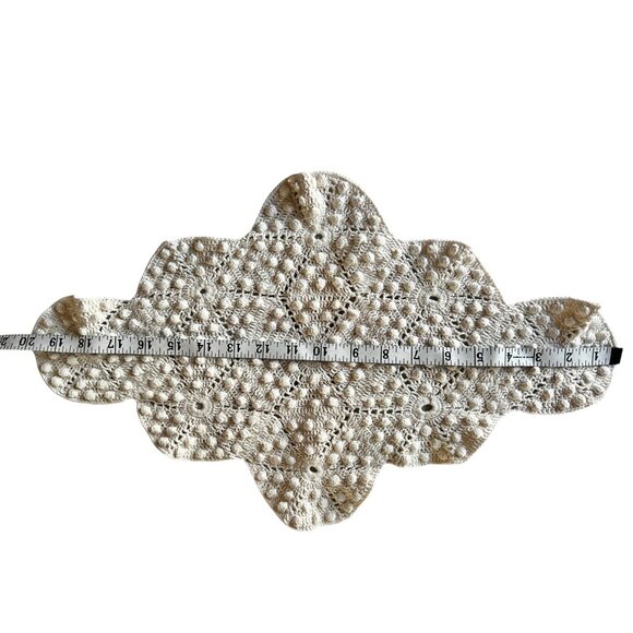 Crocheted Antimacassar Lot Of 3 White Popcorn Doilies Handmade MCM Granny Core - Picture 13 of 16